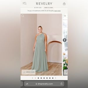 Revelry Brooklyn Chiffon Dress in Silver Sage Size 8